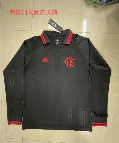 Long Sleeves Retro Jersey Flamengo Black Soccer Jersey