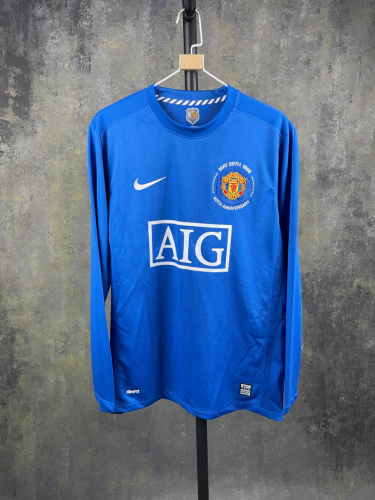 Long Sleeve Retro Jersey 2008-2009 Third Blue European Cup Win 40th Anniversary Soccer Jersey