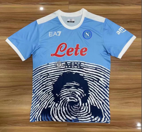 Retro Jersey 2021-2022 Calcio Napoli Maradona Version Blue Vintage Soccer Jersey