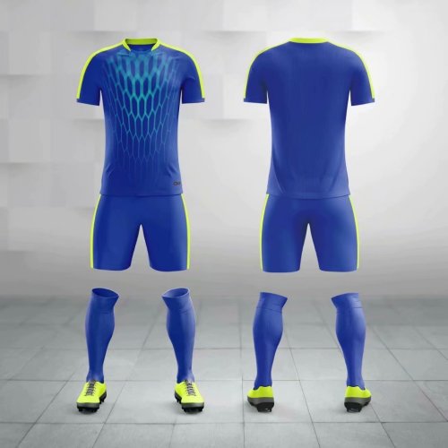 M8612 Color Blue Suit Adult Uniform Soccer Jersey Shorts