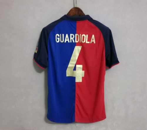 with 2 Sleeve Patches Retro Jersey 1899-1999 Barcelona 100th Anniversary Memorial 4 GUARDIOLA Home Soccer Jersey