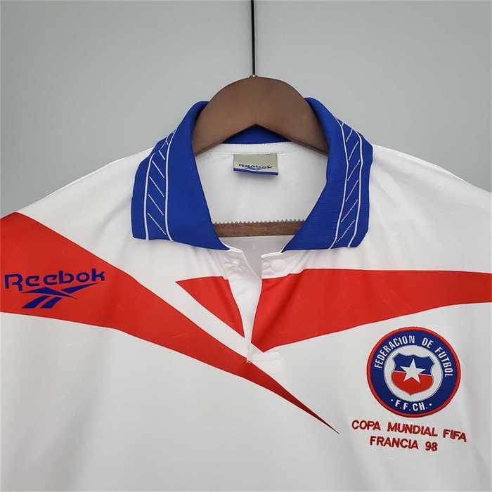 with Front Lettering Retro Jersey 1998 Chile Away White Soccer Jersey