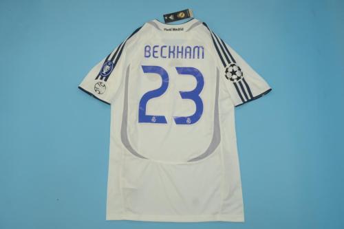 with UCL Patches Retro Jersey 2006-2007 Real Madrid BECKHAM 23 Home Soccer Jersey