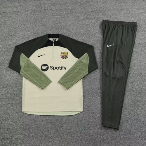 2023-2024 Barcelona Yellow/Olive Soccer Training Sweater and Pants
