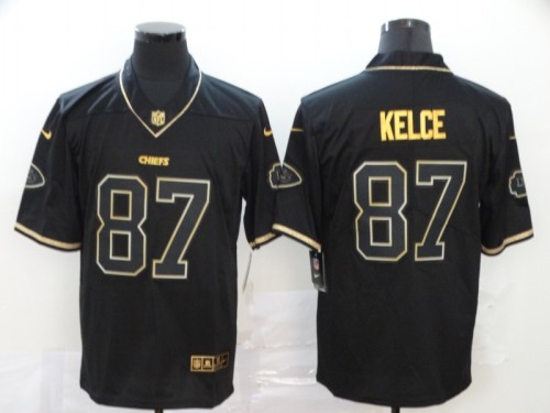 Kansas City Chiefs 87 KELCE Black/Gold NFL Jersey