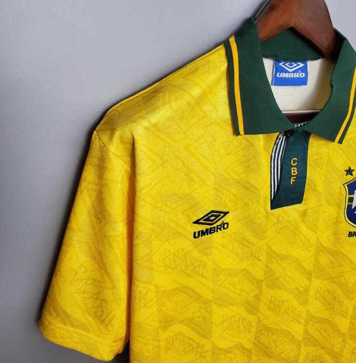 Retro Jersey 1991-1993 Brazil Home Soccer Jersey Vintage Brasil Camisetas de Futbol