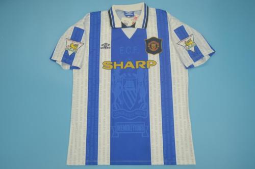 with EPL Patch Retro Jersey 1994-1996 Manchester United Away Soccer Jersey
