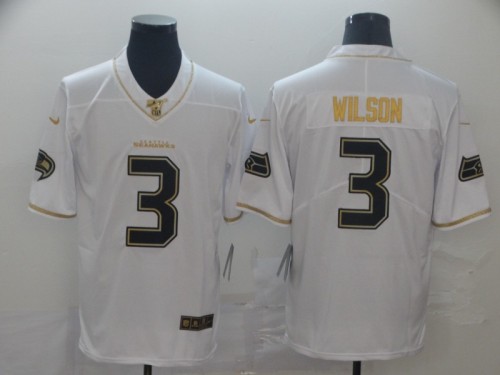 Seattle Seahawks 3 Russell Wilson White Gold Vapor Untouchable Limited Jersey