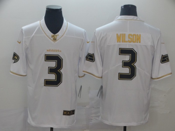 Seattle Seahawks 3 Russell Wilson White Gold Vapor Untouchable Limited Jersey