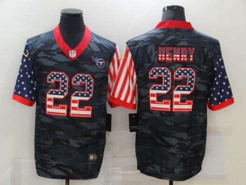 Tennessee Titans 22 HENRY Black Camo USA Flag Limited Jersey