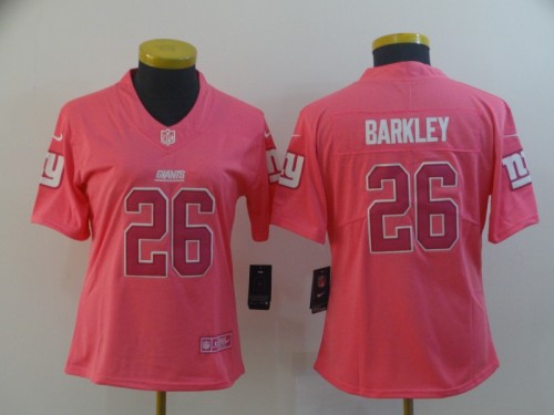 New York Giants 26 Saquon Barkley Pink Women Inverted Legend Limited Jersey