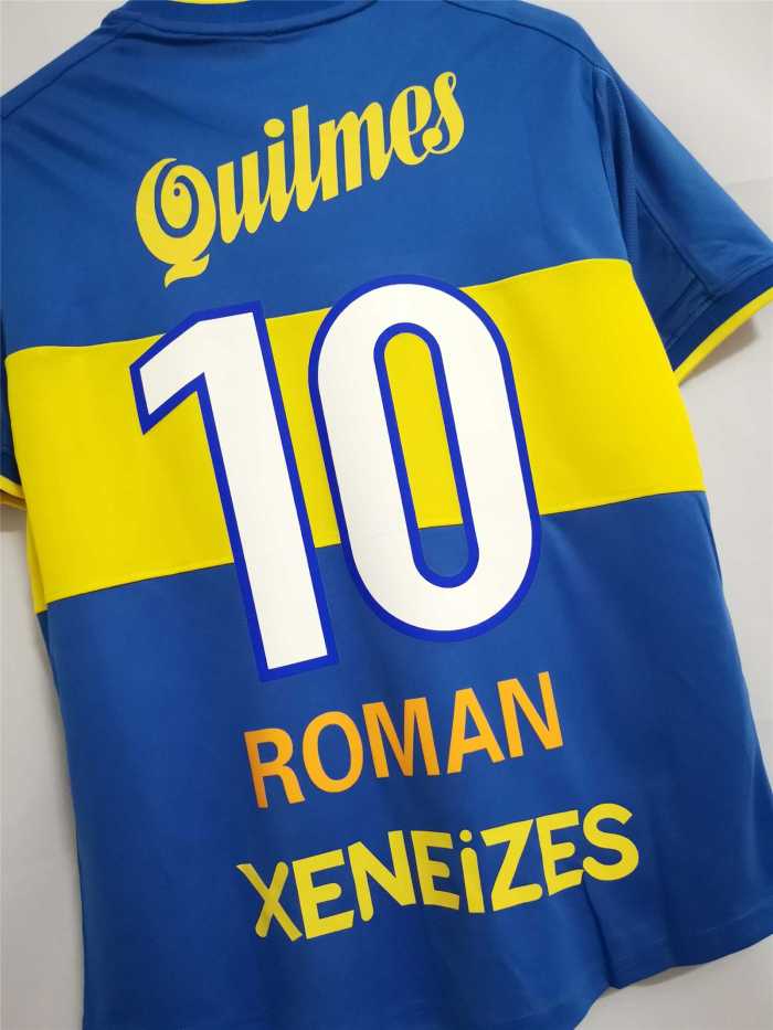 Retro Shirt 1999-2000 Boca Juniors 10 ROMAN Vintage Home Blue Soccer Jersey