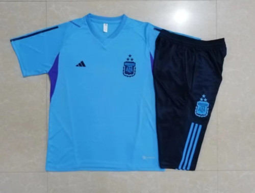 Adult Uniform 2023-2024 Argentina Blue Soccer Training Jersey and 3/4 Pants