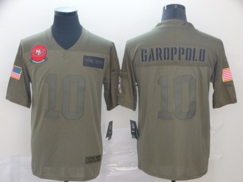 San Francisco 49ers 10 Jimmy Garoppolo 2019 Olive Salute To Service Limited Jersey