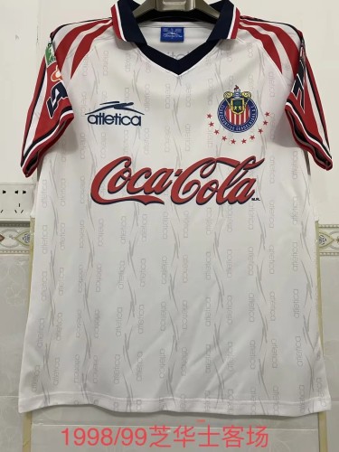 Retro Camisetas de Futbol 1998-1999 Chivas Away White Vintage Soccer Jersey