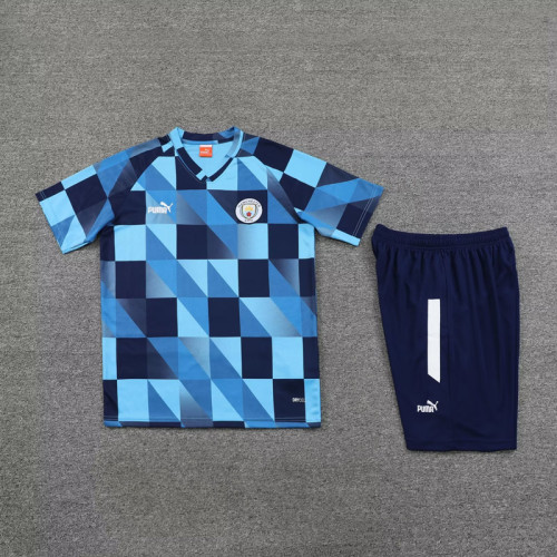 Adult Uniform 2023-2024 Manchester City Blue Soccer Training Jersey Shorts