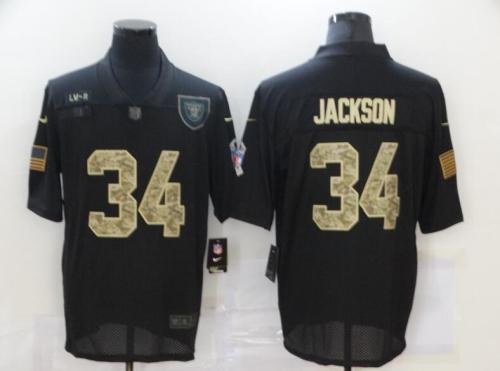 Oakland Raiders 34 JACKSON Black Camo 2020 Salute To Service Limited Jersey