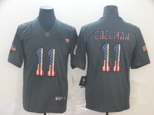 New England Patriots 11 EDELMAN 2019 Black Salute To Service USA Flag Fashion Limited Jersey