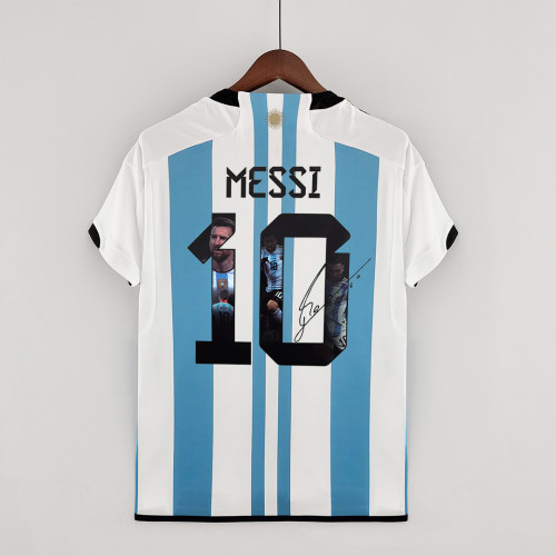 Fans Version 2022 World Cup Argentina Special MESSI 10 Home Soccer Jersey