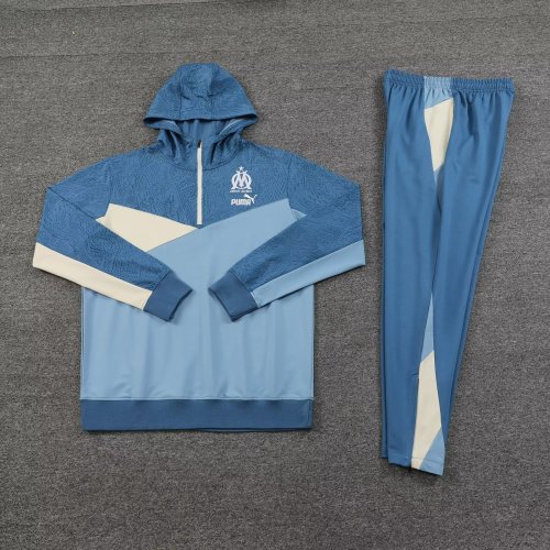 Olympique de Marseille 2023-2024 Blue Soccer Hoodie and Pants