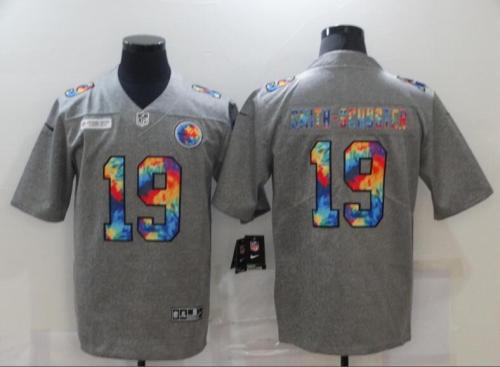 Pittsburgh Steelers 19 SMITH-SCHUSTER Grey Vapor Untouchable Rainbow Limited Jersey