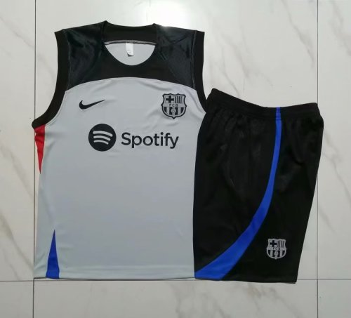 Adult Uniform 2023-2024 Barcelona Black/Grey Soccer Training Vest and Shorts