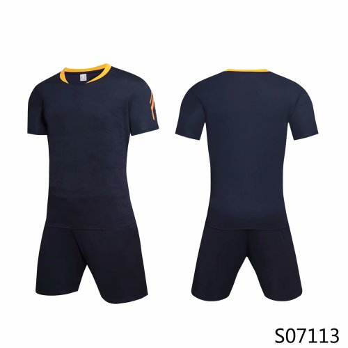 S0107113 Black Soccer Training Jersey and Shorts with any custom team logo