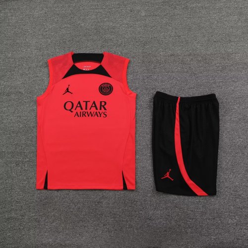 Adult Uniform 2023-2024 PSG Orange Soccer Training Vest and Shorts