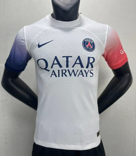 Player Version 2023-2024 PSG Away White/Blue/Red Soccer Jersey