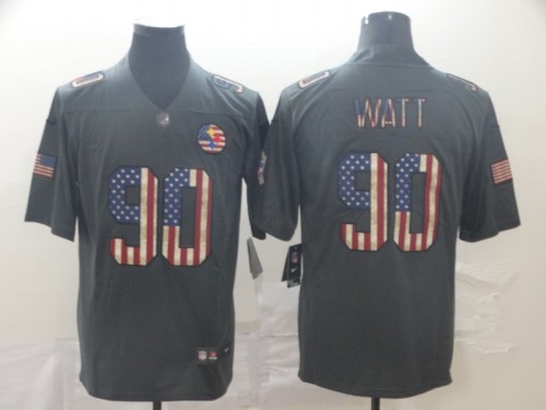 Pittsburgh Steelers 90 WATT 2019 Black Salute To Service USA Flag Fashion Limited Jersey