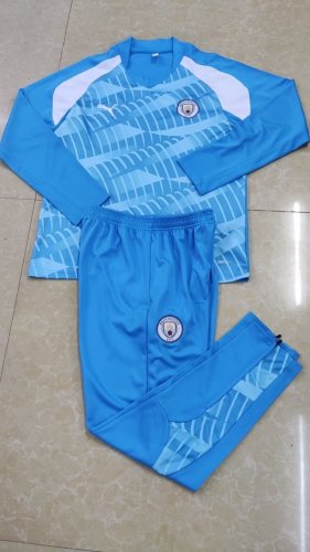 2023-2024 Manchester City Blue Soccer Training Swester and Pants