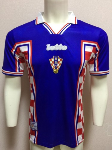Retro Jersey 1998 World Cup Croatia Away Blue Soccer Jersey