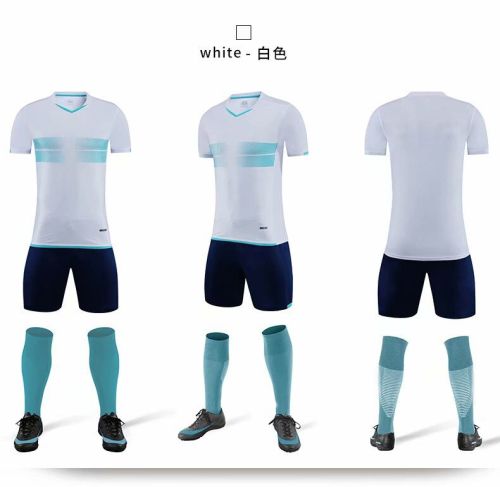 XBJKJW8823 White Tracking Suit  Adult Uniform Soccer Jersey Shorts