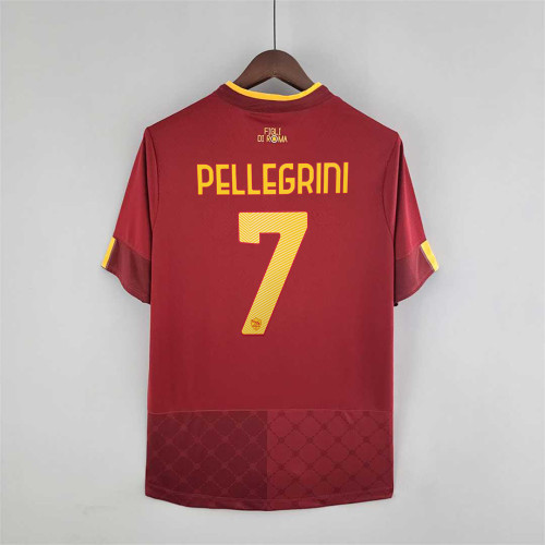 Fans Version 2022-2023 As Roma PELLEGRINI 7 Home Soccer Jersey