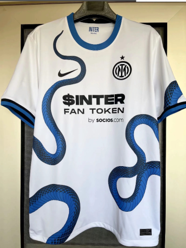 with Sponor Logo Fans Version 2021-2022 Inter Milan Away White Soccer Jersey