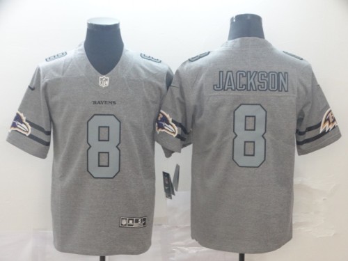 Baltimore Ravens 8 JACKSON 2019 Gray Gridiron Gray Vapor Untouchable Limited Jersey