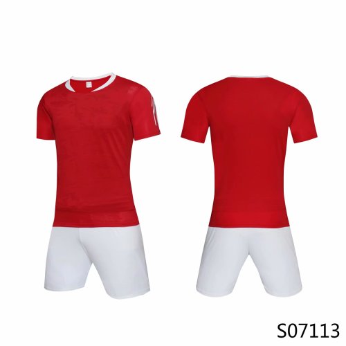 S0107113 Red Soccer Training Jersey and Shorts with any custom team logo