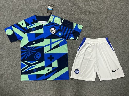 Adult Uniform 2023-2024 Inter Milan Colorful Soccer Training Jersey and White Shorts