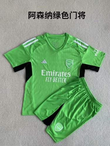 Adult Uniform 2023-2024 Arsenal Green Goalkeeper Soccer Jersey Shorts