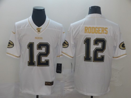 Green Bay Packers 12 Aaron Rodgers White Gold Vapor Untouchable Limited Jersey