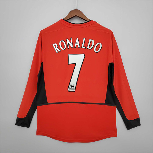Retro Jersey Long Sleeve 2002-2004 Manchester United RONALDO 7 Home Soccer Jersey