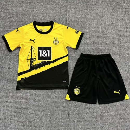 Youth Uniform Kids Kit 2023-2024 Borussia Dortmund Home Soccer Jersey Shorts