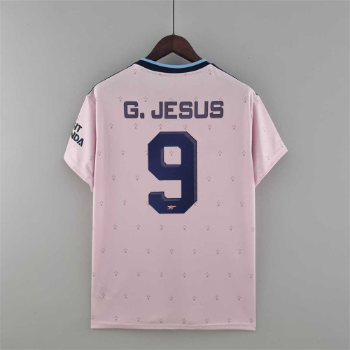 with UCL Fonts Fans Version 2022-2023 Arsenal 9 G.JESUS 3rd Away Pink Soccer Jersey