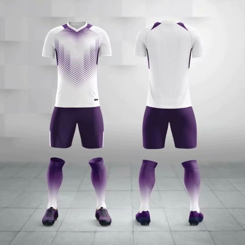M8606 White Tracking Suit Adult Uniform Soccer Jersey Shorts