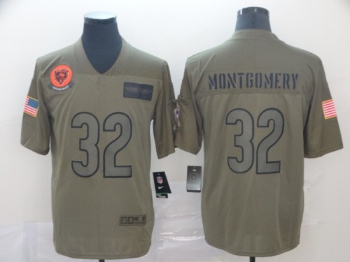 Chicago Bears 32 David Montgomery White 2019 Olive Salute To Service Limited Jersey