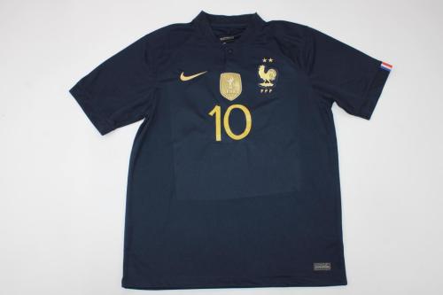 with Front Patch Fans Version 2022 World Cup France Home Soccer Jersey