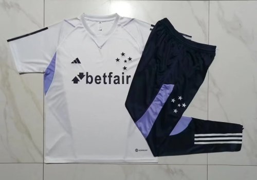 2023-2024 Cruzeiro White Soccer Training Jersey and Pants