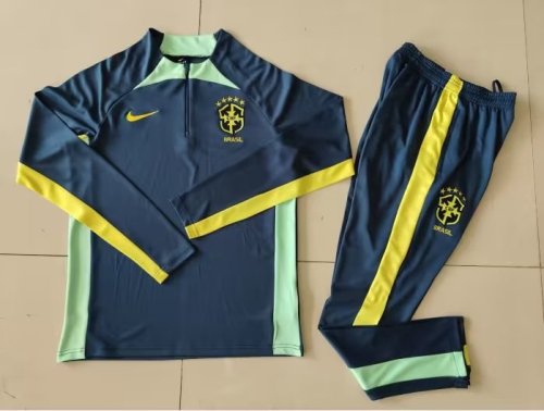 2023-2024 Brazil Green Soccer Training Sweater and Pants