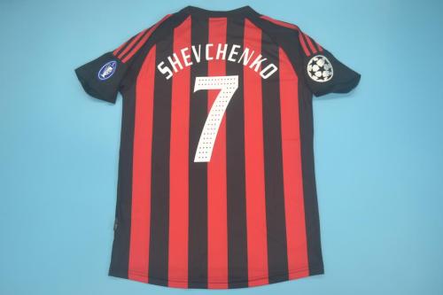 with UCL Patch Retro Jersey 2002-2003 AC Milan 7 SHEVCHENKO Home Soccer Jersey