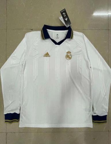 Retro Jersey Long Sleeves Real Madrid White Soccer Jersey